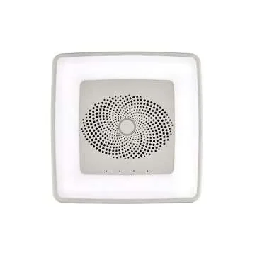 Broan-NuTone VC110CCT Sensonic Alexa Voice Controlled Smart Exhaust Fan with Dimmable LED Light and Bluetooth Speakers, 110 CFM,White, 13.25"x13.25"x5.75"