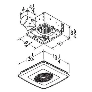 Broan-NuTone VC110CCT Sensonic Alexa Voice Controlled Smart Exhaust Fan with Dimmable LED Light and Bluetooth Speakers, 110 CFM,White, 13.25"x13.25"x5.75"