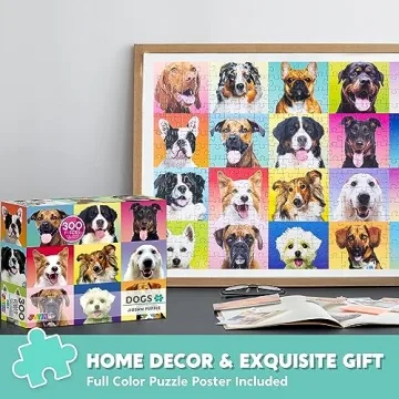 JOYIN 300 pcs Multicolor Dogs Puzzle for Kids and Adults