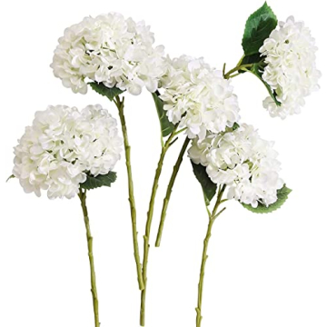 PARTY JOY 5PCS 15.4In Artificial Hydrangea Silk Flowers Bouquet Faux Hydrangea Stems for Wedding Cen...