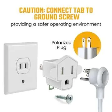 4 Pack ETL Listed Grounding Outlet Adapter, JACKYLED 3-2 Prong Adapter Converter, Portable Fireproof 392℉ Resistant Heavy Duty Wall Outlet Plug for Household Appliances Industrial