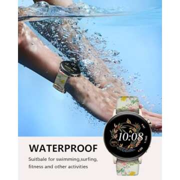 20mm Watch Band Compatible with Samsung Galaxy Watch 7 FE 6 5 4 40mm 44mm,Watch 6 4 Classic Band, Galaxy Watch 5 Pro 45mm 3 41mm Active 2 Cute Silicone Sport Band Women (Aesthetic Floral)