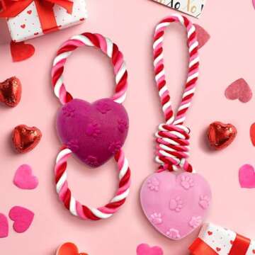 Lepawit Valentine's Day Dog Toys, 2 Pack Dog Rope Toys for Tug of War, Dog Chew Toys for Teeth Clean...