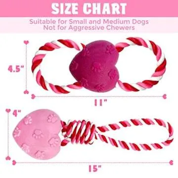 Lepawit Valentine's Day Dog Toys, 2 Pack Dog Rope Toys for Tug of War, Dog Chew Toys for Teeth Cleaning, Valentine's Day Dog Gifts for Small and Medium Dogs