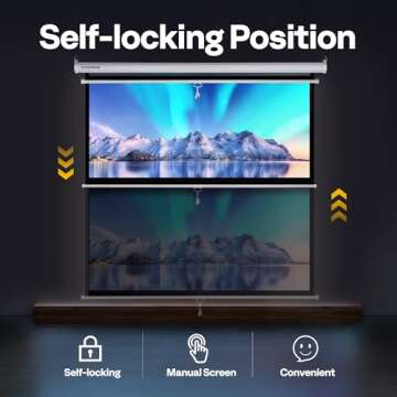 VIVOHOME Projector Screen Pull Down, 1:1 120 Inch Retractable Projection Screen, HD 4K Manual Pull Movie Screen for Home Theater, Cinema, Office (84x84 Inch White)