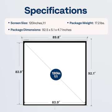 VIVOHOME Projector Screen Pull Down, 1:1 120 Inch Retractable Projection Screen, HD 4K Manual Pull Movie Screen for Home Theater, Cinema, Office (84x84 Inch White)