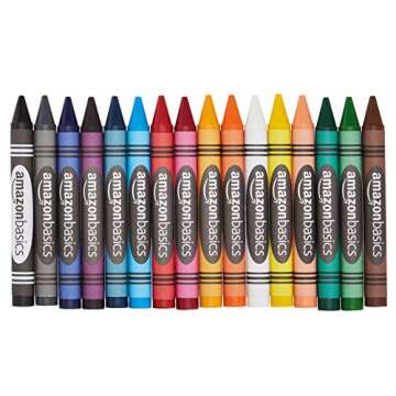 Amazon Basics Jumbo Crayons - 16 Count (2 Packs of 8) Multi Color