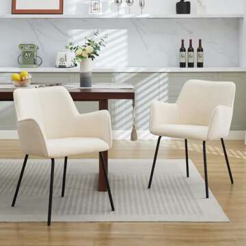 ONEVOG Modern Dining Chairs Set of 4, Upholstered Sherpa Kitchen Dinner Chairs with Arms, Stylish Ac...
