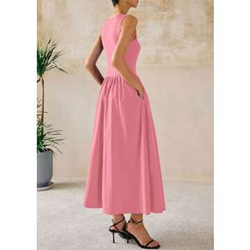 PRETTYGARDEN Women Maxi Dresses 2025 Summer Casual Sleeveless Patchwork Knit Tank Dress Flowy Beach ...