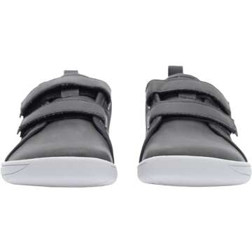 WHITIN Kids Barefoot Shoes for Boys Girls Wide Width Minimalist Zero Drop Fashion Sneakers Size 10.5 Little Leather School Athletic Walking Footwear Grey 28