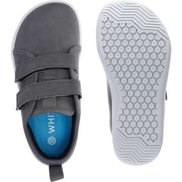 WHITIN Kids Barefoot Shoes for Boys Girls Wide Width Minimalist Zero Drop Fashion Sneakers Size 10.5 Little Leather School Athletic Walking Footwear Grey 28