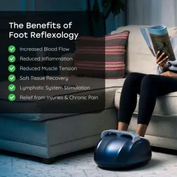 Tranqwil Foot Massager machine with Deep Tissue Massage Heat, Blood Flow, Vibration, and Compression, Relief for Neuropathy, Diabetics, and Plantar Fasciitis, Up to Size 11 (Blue)