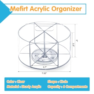 Mefirt Acrylic Pen Holder - 360° Rotating Organizer