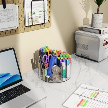 Mefirt Acrylic Pen Holder - 360° Rotating Organizer