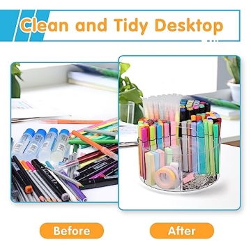 Mefirt Acrylic Pen Holder - 360° Rotating Organizer
