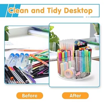 Mefirt Acrylic Pen Holder - 360° Rotating Organizer