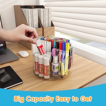 Mefirt Acrylic Pen Holder - 360° Rotating Organizer