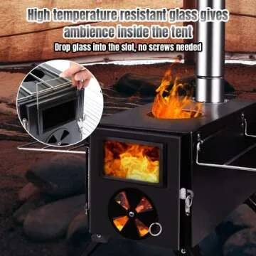 Portable Camp Wood Stove with Titanium Finish and Chimney Pipes