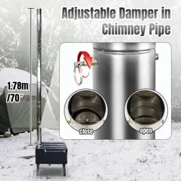 Portable Camp Wood Stove with Titanium Finish and Chimney Pipes