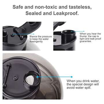 RICWINANN Water Jug 2.2L Large Sport Water Bottle Big Capacity Leakproof Container BPA Free Plastic with Carrying Loop Fitness for Camping Training Bicycle Hiking Gym Outdoor (Black)