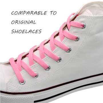 VSUDO 63" Flat Light Pink Shoe Laces for Sneakers, Light Pink Shoelace for Sneakers, Shoe String for...