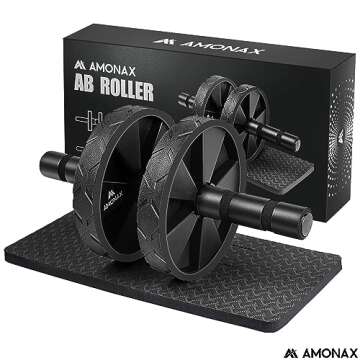 Amonax Convertible Ab Wheel Roller with Knee Mat for Core Abs Rollout Exercise. Double Wheel Set with Dual Fitness Strength Training Modes at Gym or Home
