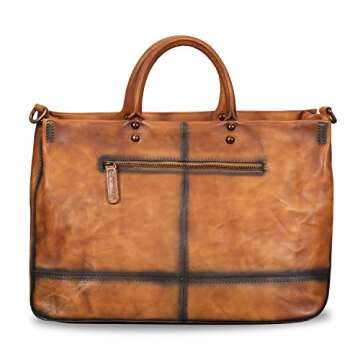 Genuine Leather Handbag for Women Vintage Handmade Top Handle Bag Crossbody Satchel Purse (Brown) Medium