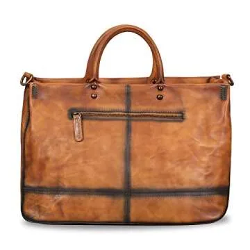 Genuine Leather Handbag for Women Vintage Handmade Top Handle Bag Crossbody Satchel Purse (Brown) Medium