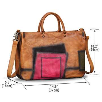 Genuine Leather Handbag for Women Vintage Handmade Top Handle Bag Crossbody Satchel Purse (Brown) Medium