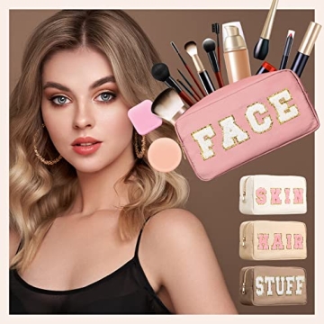 Cunno 4 Pcs Stylish Nylon Makeup Bag Set for Women