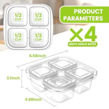 AQSXO Bento Snack Food Containers 5 Pcs, Divided Food Storage with Lids for Travel, Reusable Meal Pr...