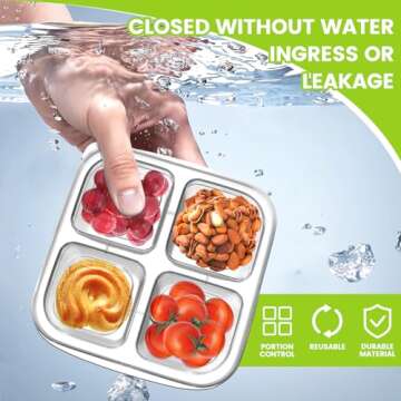 AQSXO Bento Snack Food Containers 5 Pcs, Divided Food Storage with Lids for Travel, Reusable Meal Prep Lunch Containers.