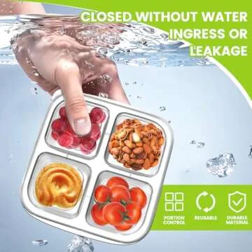 AQSXO Bento Snack Food Containers 5 Pcs, Divided Food Storage with Lids for Travel, Reusable Meal Prep Lunch Containers.