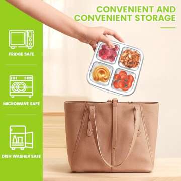 AQSXO Bento Snack Food Containers 5 Pcs, Divided Food Storage with Lids for Travel, Reusable Meal Prep Lunch Containers.