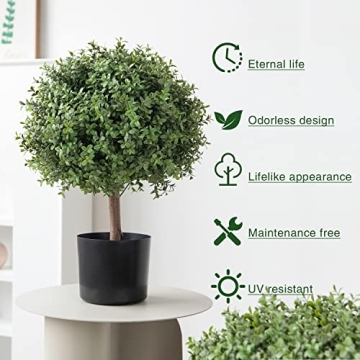 LUWENER 24.5" Faux Boxwood Topiary Ball Plant - 2 Pack