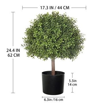 LUWENER 24.5" Faux Boxwood Topiary Ball Plant - 2 Pack