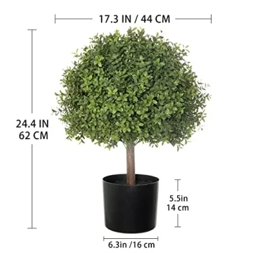 LUWENER 24.5" Faux Boxwood Topiary Ball Plant - 2 Pack