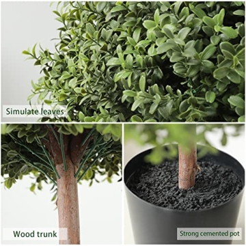 LUWENER 24.5" Faux Boxwood Topiary Ball Plant - 2 Pack