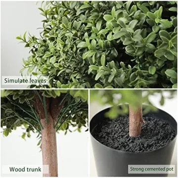 LUWENER 24.5" Faux Boxwood Topiary Ball Plant - 2 Pack