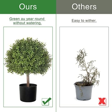 LUWENER 24.5" Faux Boxwood Topiary Ball Plant - 2 Pack