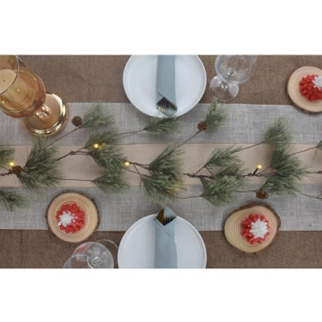 6.4ft Smokey Christmas Garland with Lights, Prelit Natual Rustic Cedar Pine Garland with Pine Cones for Home New Year, Mantle, Fireplace, Indoor Outdoor Decoration Simple Garland