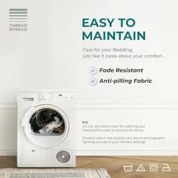 THREAD SPREAD 80% Cotton, 20% Viscose Derived from Bamboo Sheets Queen - 4 Piece Bamboo Sheets for Queen Size Bed, Silky Soft, Luxury Cooling Bedsheet Set, Fits Upto 18" Deep Pocket - Dark Grey