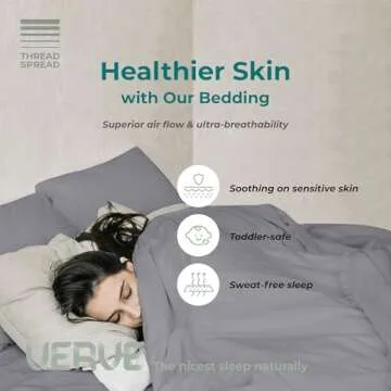 THREAD SPREAD 80% Cotton, 20% Viscose Derived from Bamboo Sheets Queen - 4 Piece Bamboo Sheets for Queen Size Bed, Silky Soft, Luxury Cooling Bedsheet Set, Fits Upto 18" Deep Pocket - Dark Grey