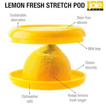 Joie Fresh Stretch Pod Lemon Storage Container, Silicone Food Saver, Keeps Leftover Produce Flavorfu...