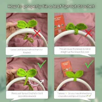 PIDELIGHT Lucky Handmade Knitted Crochet Leaf Sprout - Multi-Functional Crochet Accessories with DIY...
