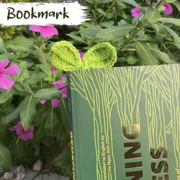 PIDELIGHT Lucky Handmade Knitted Crochet Leaf Sprout - Multi-Functional Crochet Accessories with DIY Craft Cotton Yarn, Ideal Corner Bookmark for Bookworms, Headphone Accessory and Cable Tie