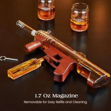 Gifts for Men Dad, Kollea Pistol Whiskey Decanter Set, Liquor Decanter with Bullet Shot Glass, Cool Anniversary Birthday Gift for Him Husband Brother, Military Present for Home Bar Drinking