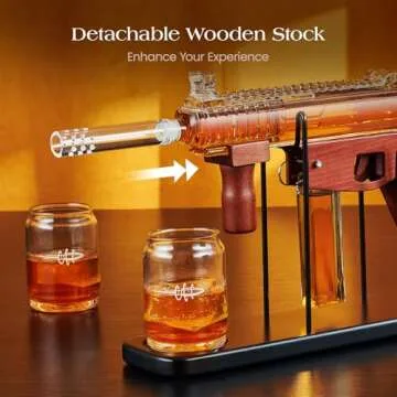 Gifts for Men Dad, Kollea Pistol Whiskey Decanter Set, Liquor Decanter with Bullet Shot Glass, Cool Anniversary Birthday Gift for Him Husband Brother, Military Present for Home Bar Drinking