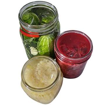 6 Pack - Large glass fermentation weights for wide mouth Mason jars. Preservation and Pickling. Dish...