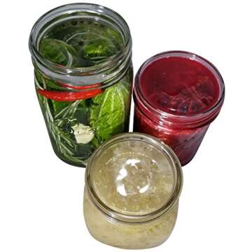 6 Pack - Large glass fermentation weights for wide mouth Mason jars. Preservation and Pickling. Dishwasher safe. Gift box included. Premium Presents brand